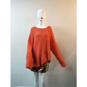 ORANGE IRREGULAR-HEM SWEATER RLWS0074F