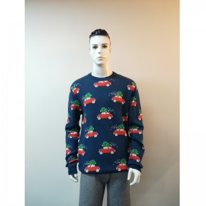 NAVY CARTOON PRINT SWEATER RLMS0011F