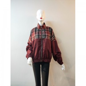 LADIES BURGUNDY PLAID JACKET RLWJ0002