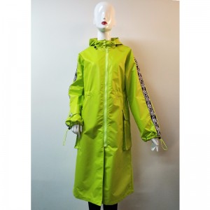 LADIES FLUORESCENT GREEN LONGLINE WINDBREAK JACKET RLWJ0009