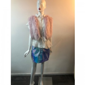 LADIES PINK SHORT FUR GILET RLWF0014